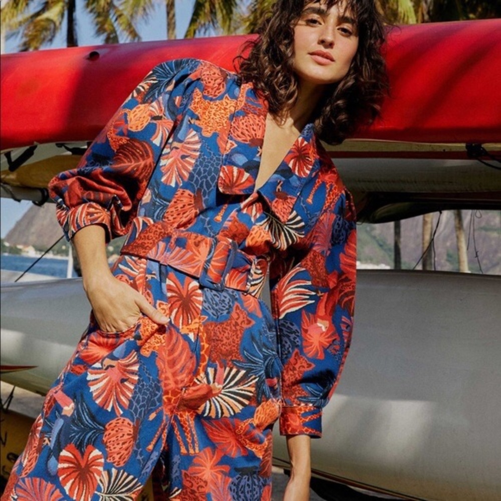 Farm Rio Animal Tapestry Canvas Jumpsuit